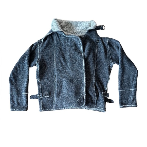 NSF Jackets & Blazers - NSF Fleece Cut Off Jacket Gray Large Distressed Raw Edge Zip Closure